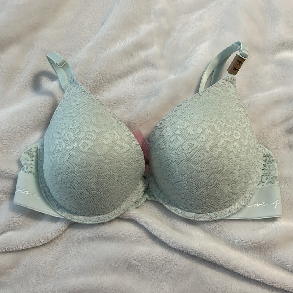 Victoria Secret Pink push up bra 32D light teal lace